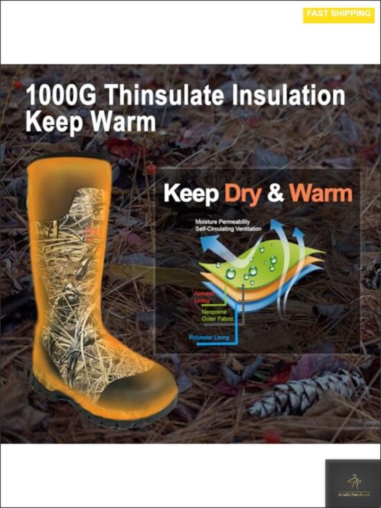 Insulated Waterproof Hunting Boots, 1000G Thinsulate, 5mm Neoprene, 17\